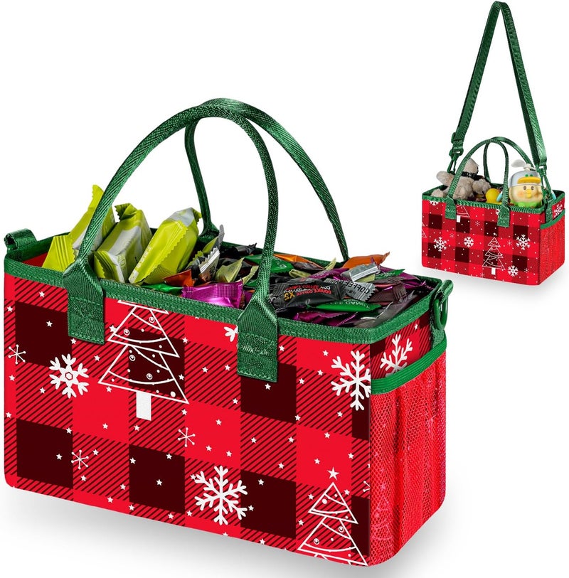 DOOHALO Small Merry Christmas Gift Carry Storage Tote Case with Handle Crossbody Reusable Presents Fabric Packing Bag - Image 1